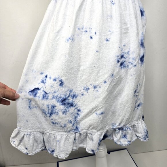 BLANCO Blue White Crochet Halter Tie Beachy Open Back Mini Dress - Picture 5 of 8